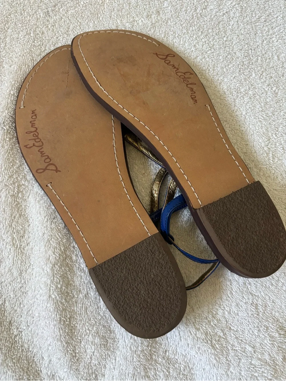 Sam Edelman Women's T-Strap Thong Blue Sandals Size 8